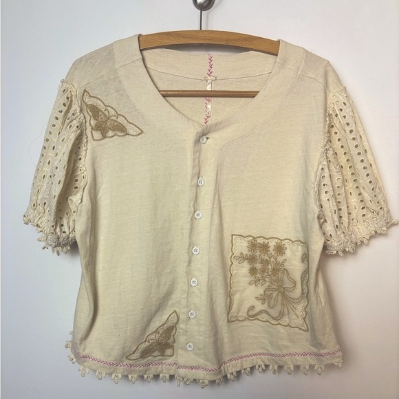 Free People Bali Total Catch Top NWT Size Small (oversized) Ivory - Picture 7 of 9
